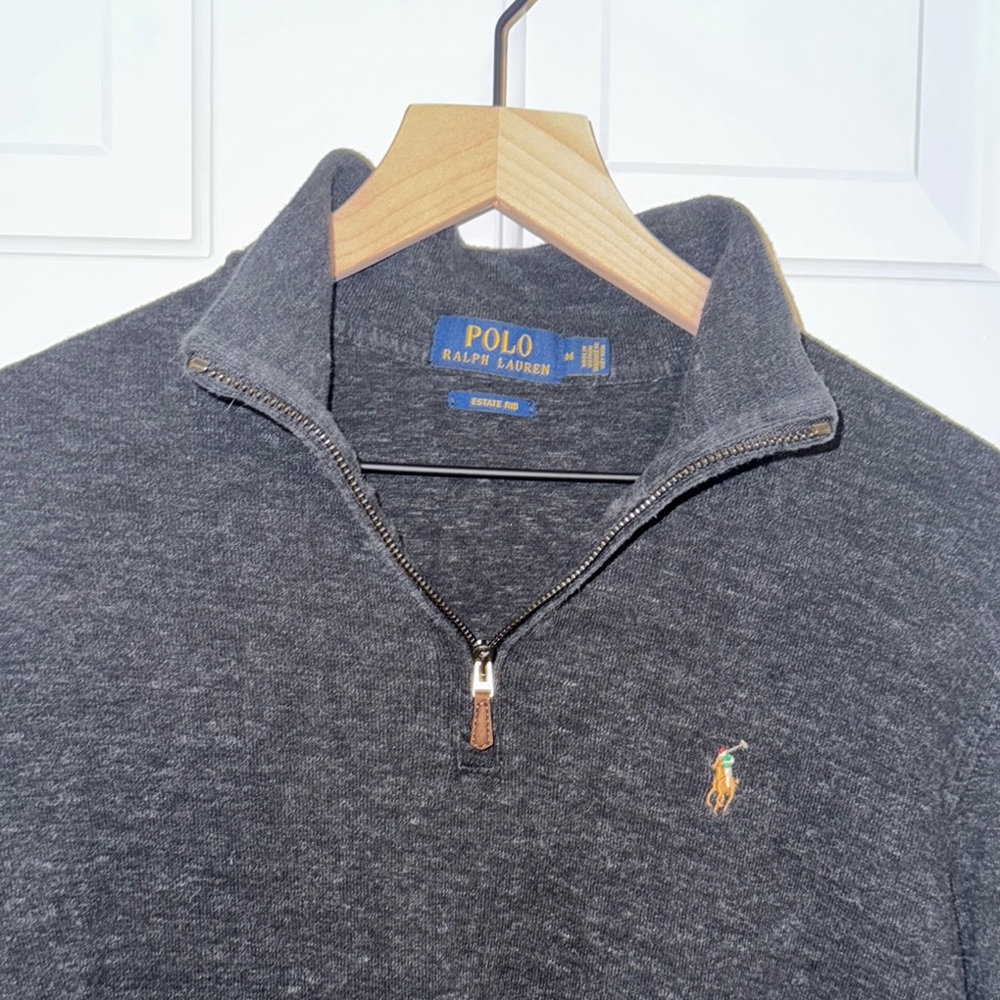 Polo by Ralph Lauren Men's Grey Quarter Zip Sweater